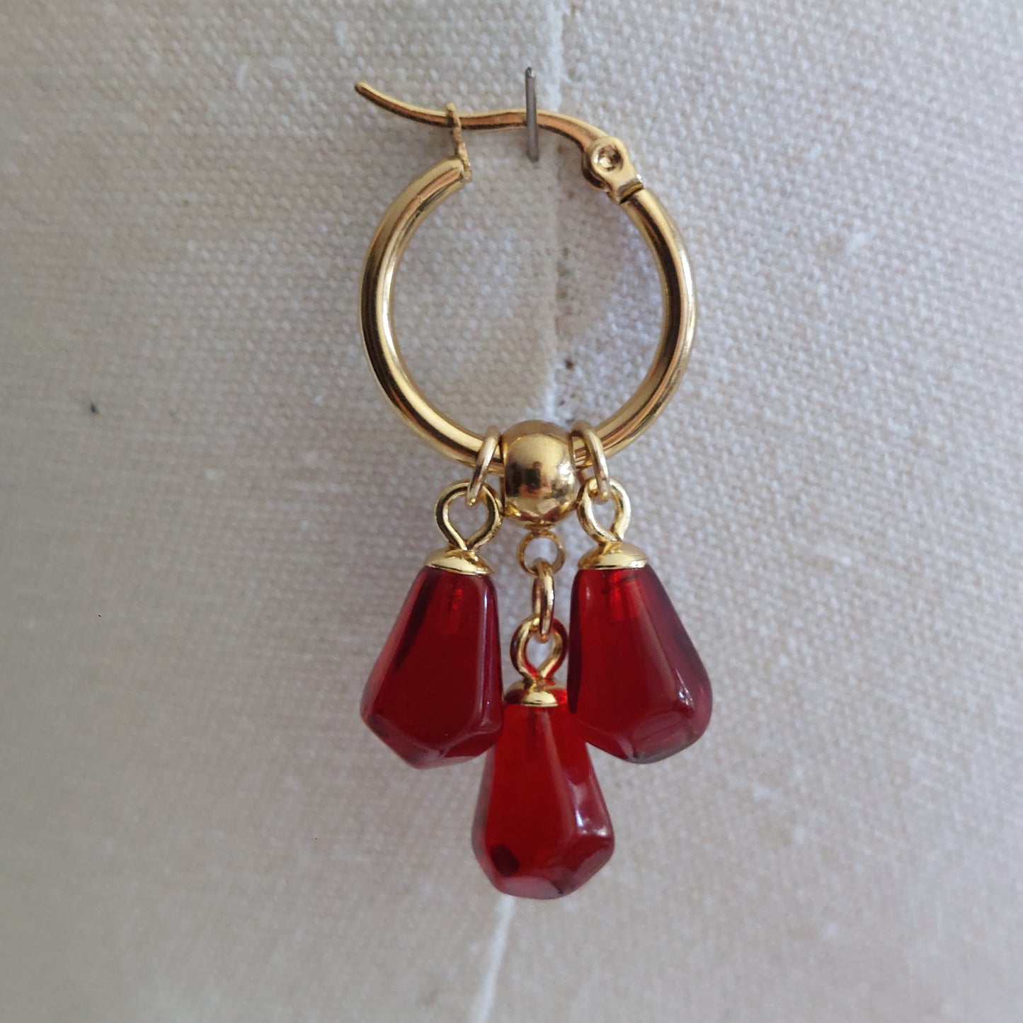 Pomegranate seeds hoop earrings