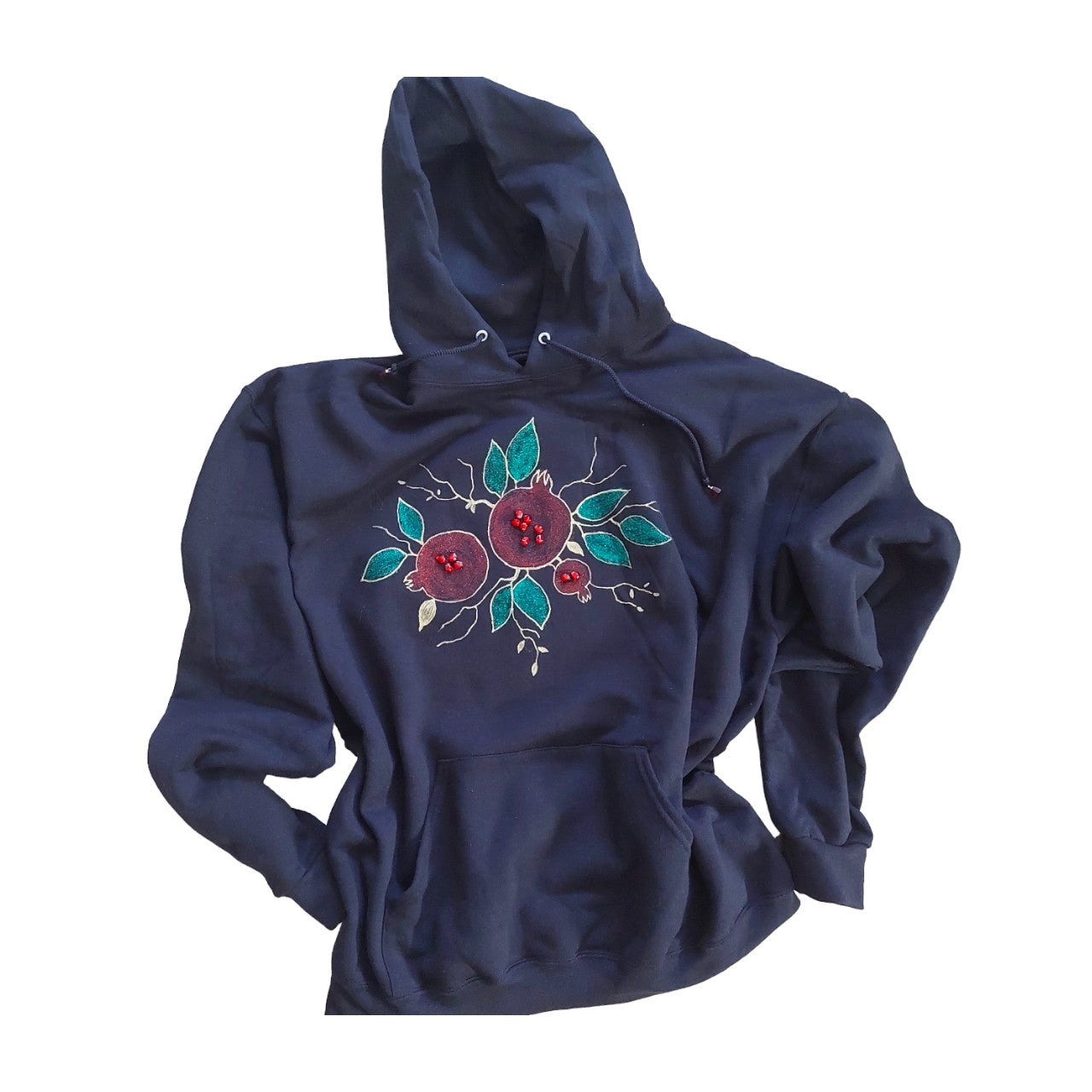 Hand painted pomegranate Hoodie sweatshirt