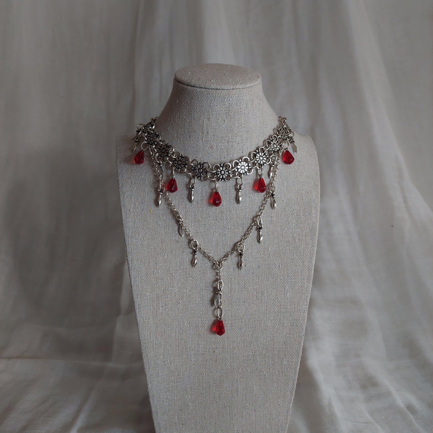 Armenian traditional necklace with glass pomegranate seeds