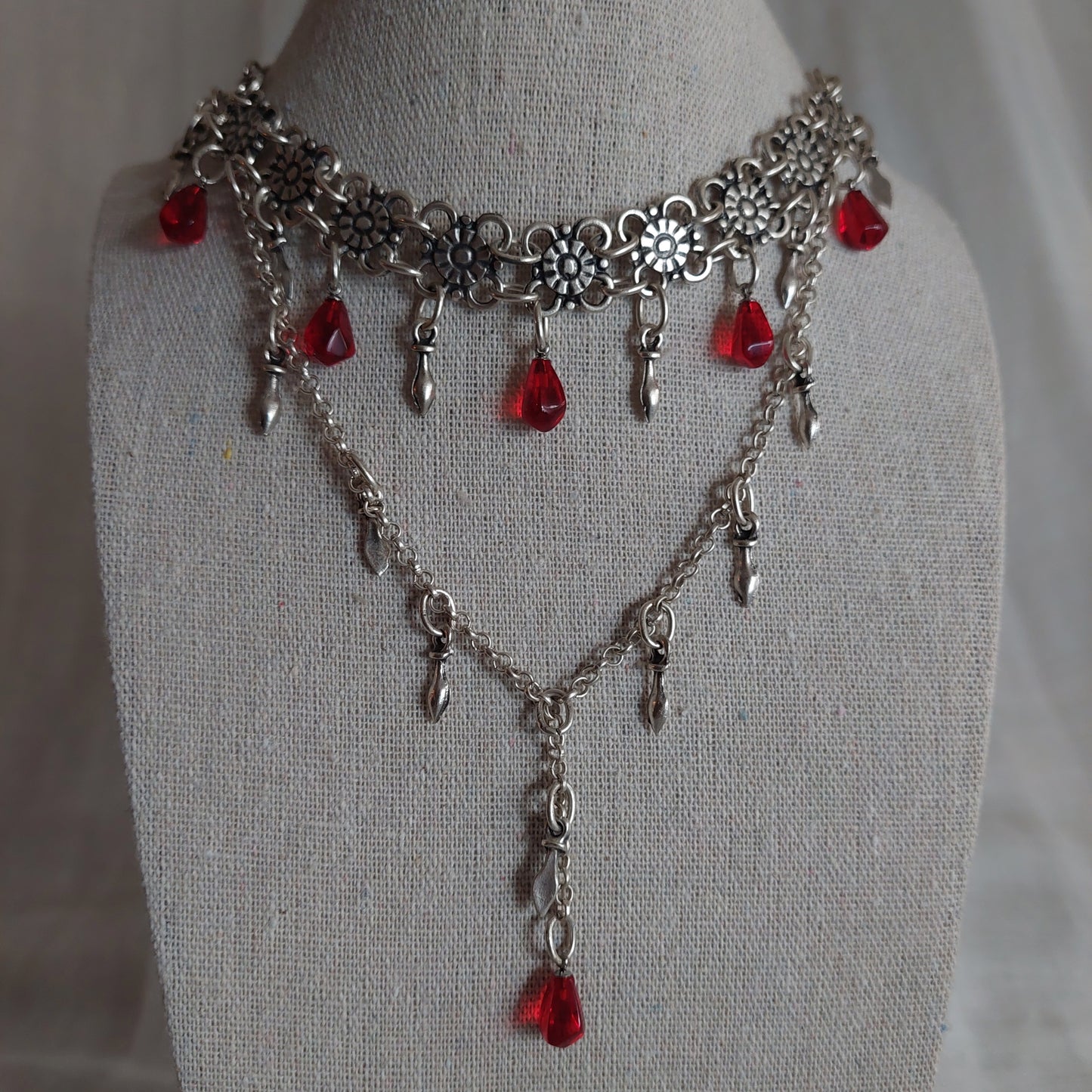 Armenian traditional necklace with glass pomegranate seeds