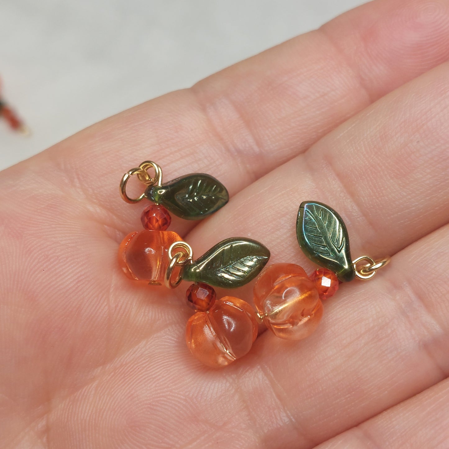 3,5,10 Ready Glass pumpkin beads for jewelry making with hoops