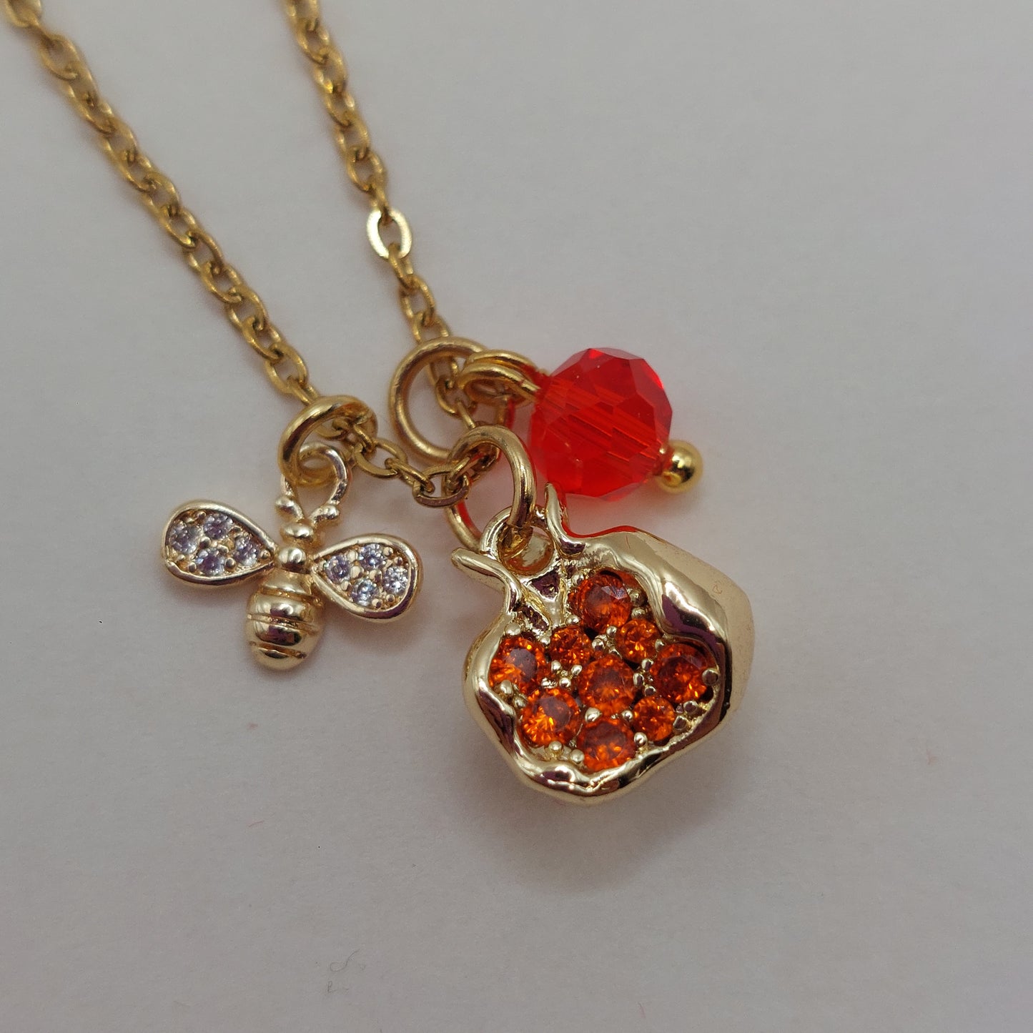 Bee pomegranate gold plated necklace