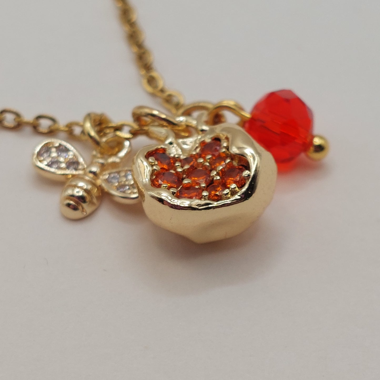 Bee pomegranate gold plated necklace