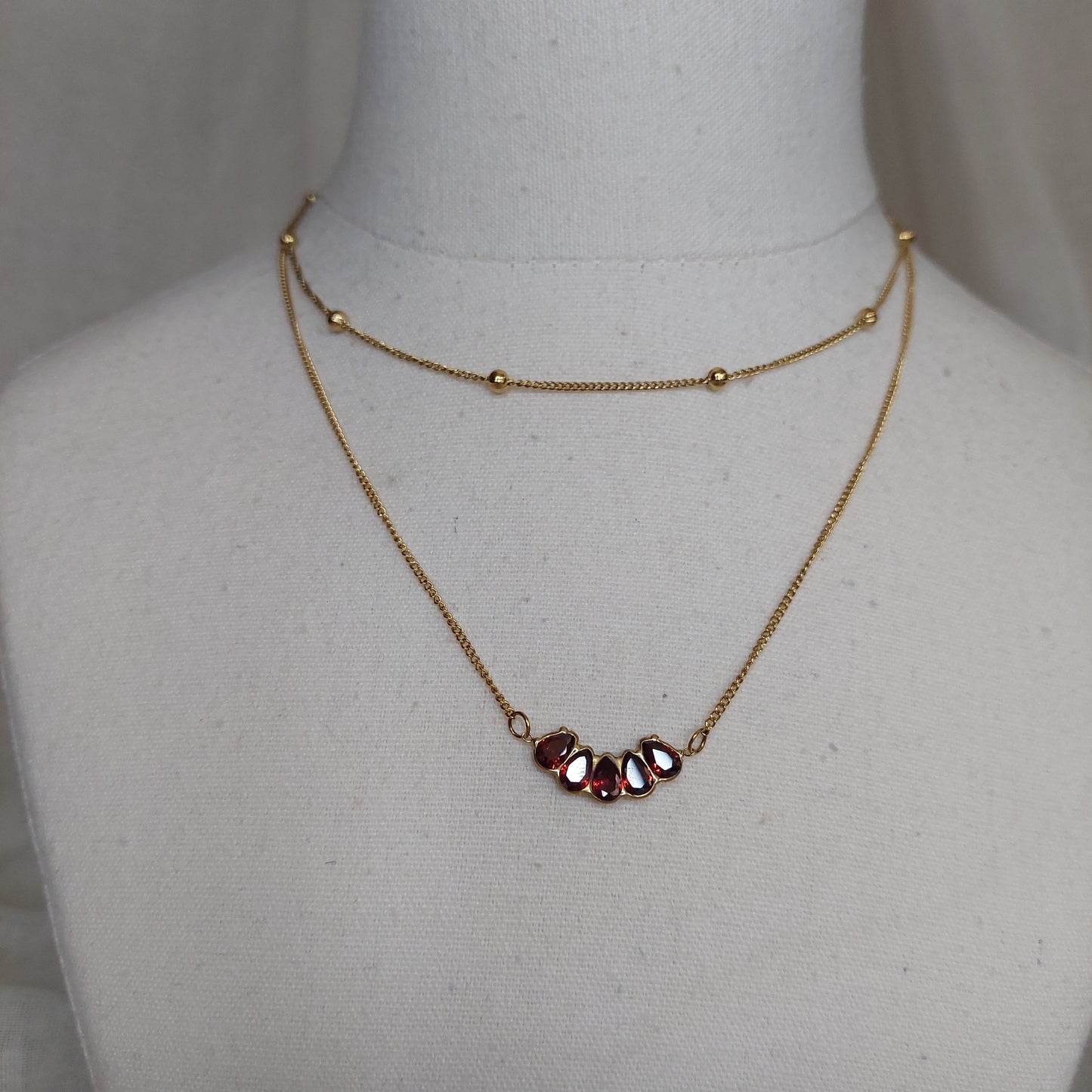 Natural Garnet Layered Necklace