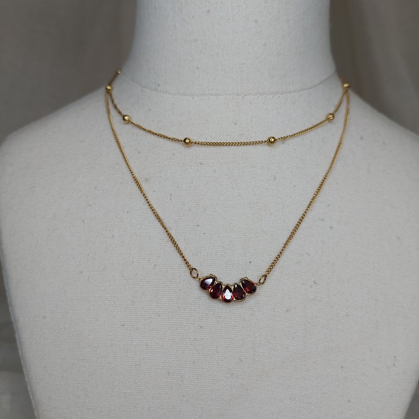 Natural Garnet Layered Necklace