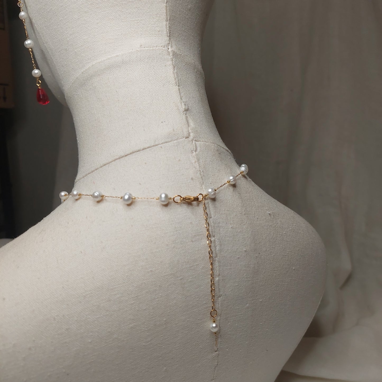 Handmade 18K gold plated stainless steel non tarnish Pomegranate glass seeds jewelry set with natural pearls