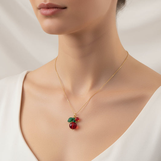 Winter Berry Handmade Necklace Hypoallergenic and Non tarnish