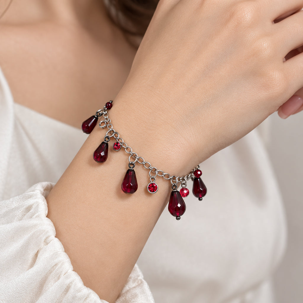 18K gold plated handmade stainless still pomegranate bracelet with resin beads