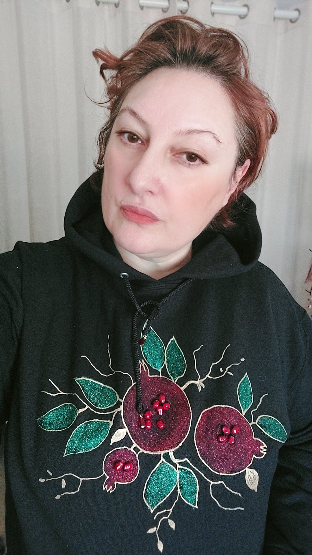 Hand painted pomegranate Hoodie sweatshirt