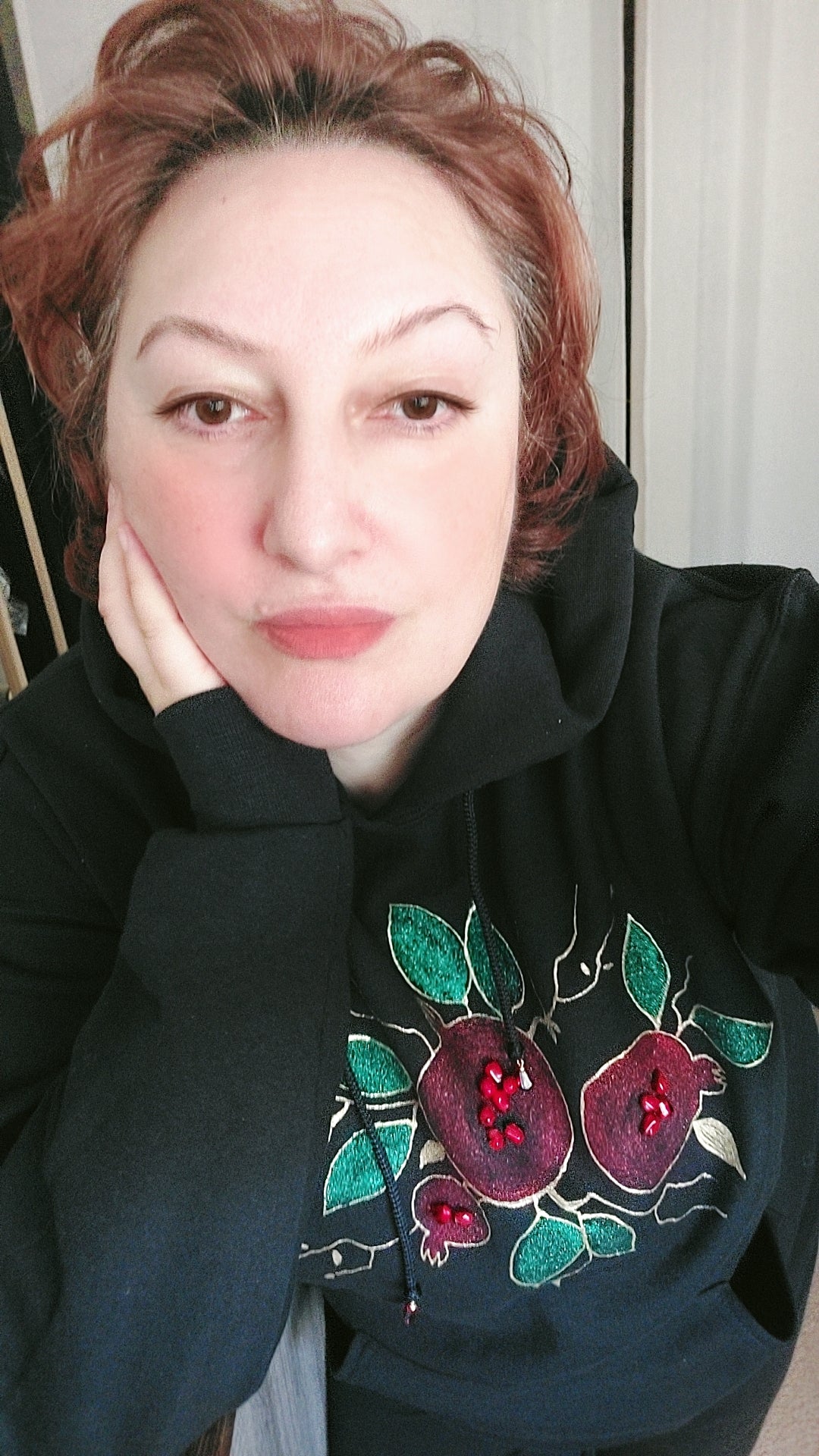 Hand painted pomegranate Hoodie sweatshirt