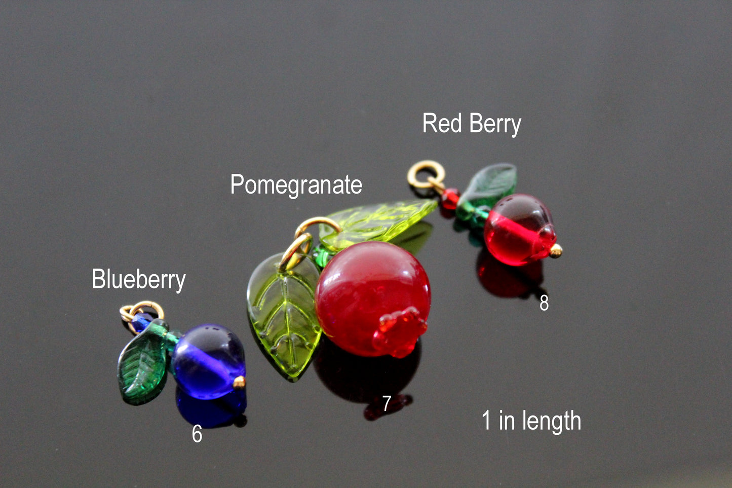 Glass berries and fruits beads for jewelry making, ready to make jewelry