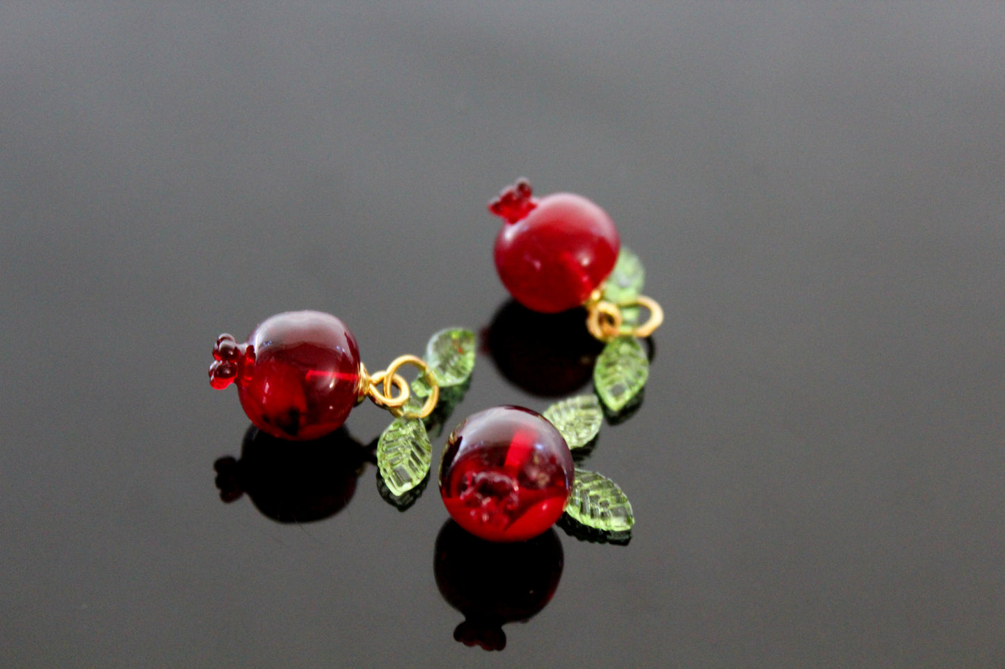 Bulk Dark red resin pomegranate charms for jewelry making