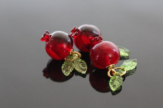 Bulk Dark red resin pomegranate charms for jewelry making