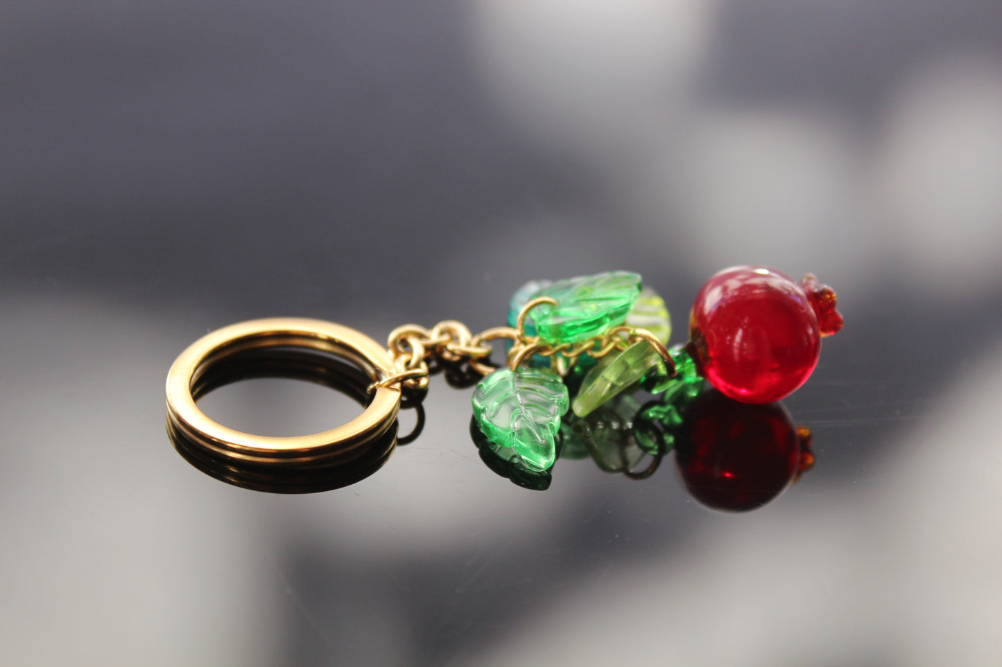 14K gold plated stainless steel Pomegranate keychain non tarnish