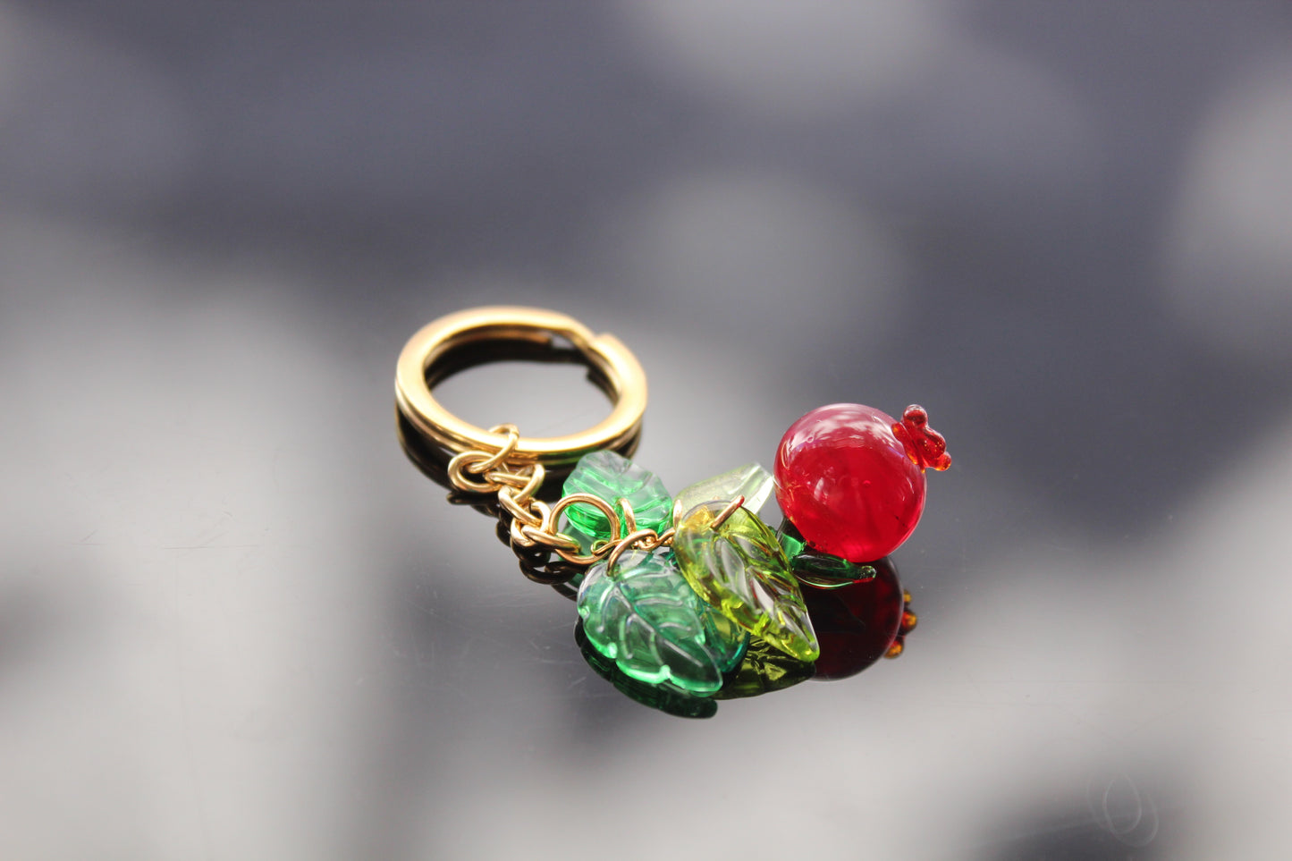 14K gold plated stainless steel Pomegranate keychain non tarnish