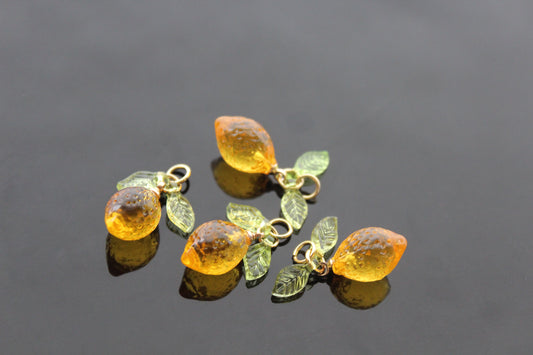 Bulk Resin Lemon charms for jewelry making , Ready to make jewelry findings