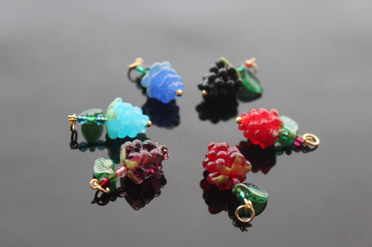 Glass berries and fruits beads for jewelry making, ready to make jewelry