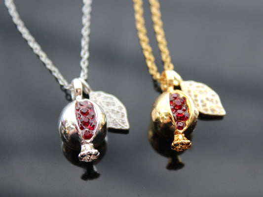 Handmade pomegranate pendant necklace with   glass beads