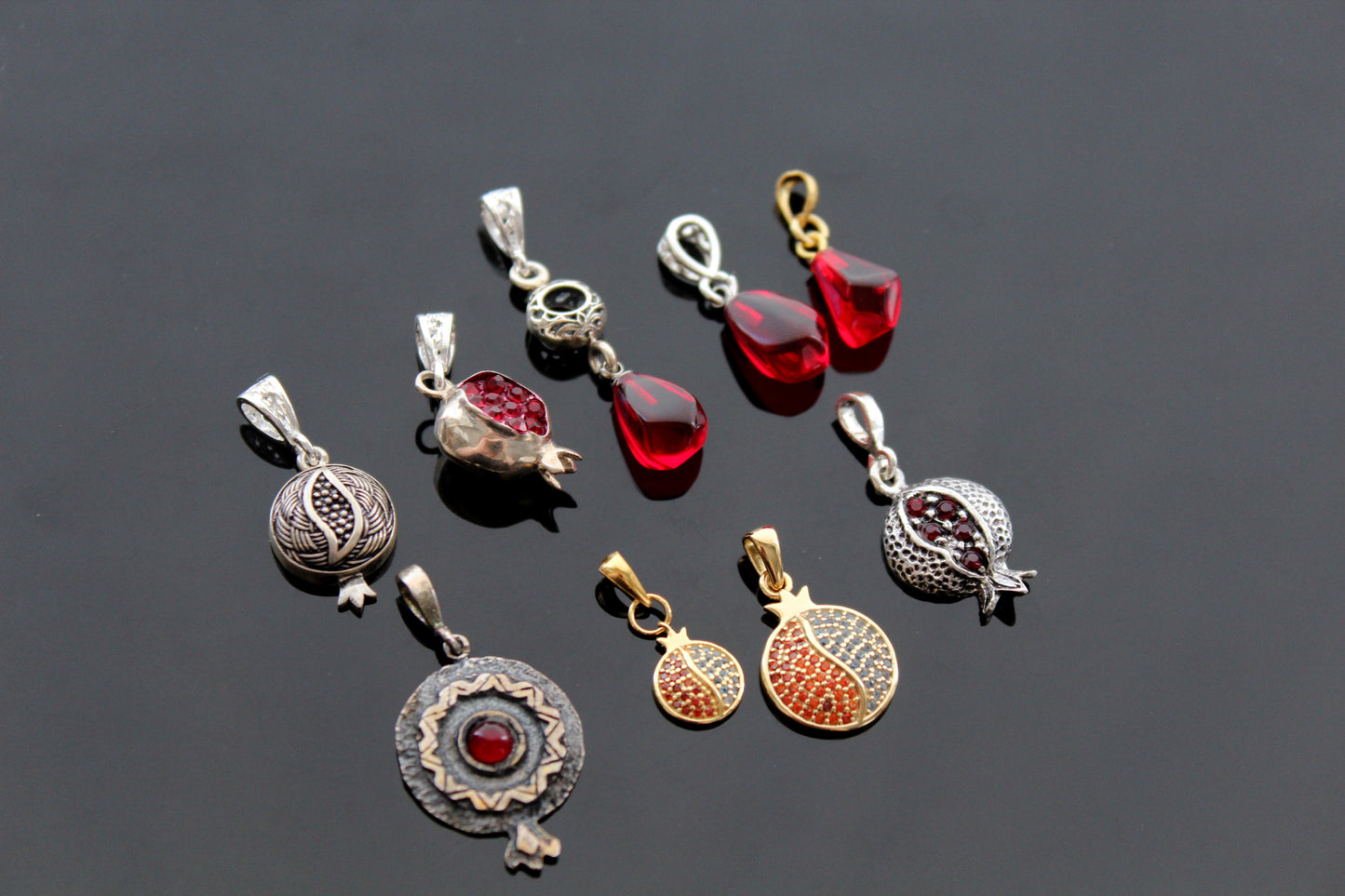 925 Serling silver pomegranate pendant findings for jewelry making
