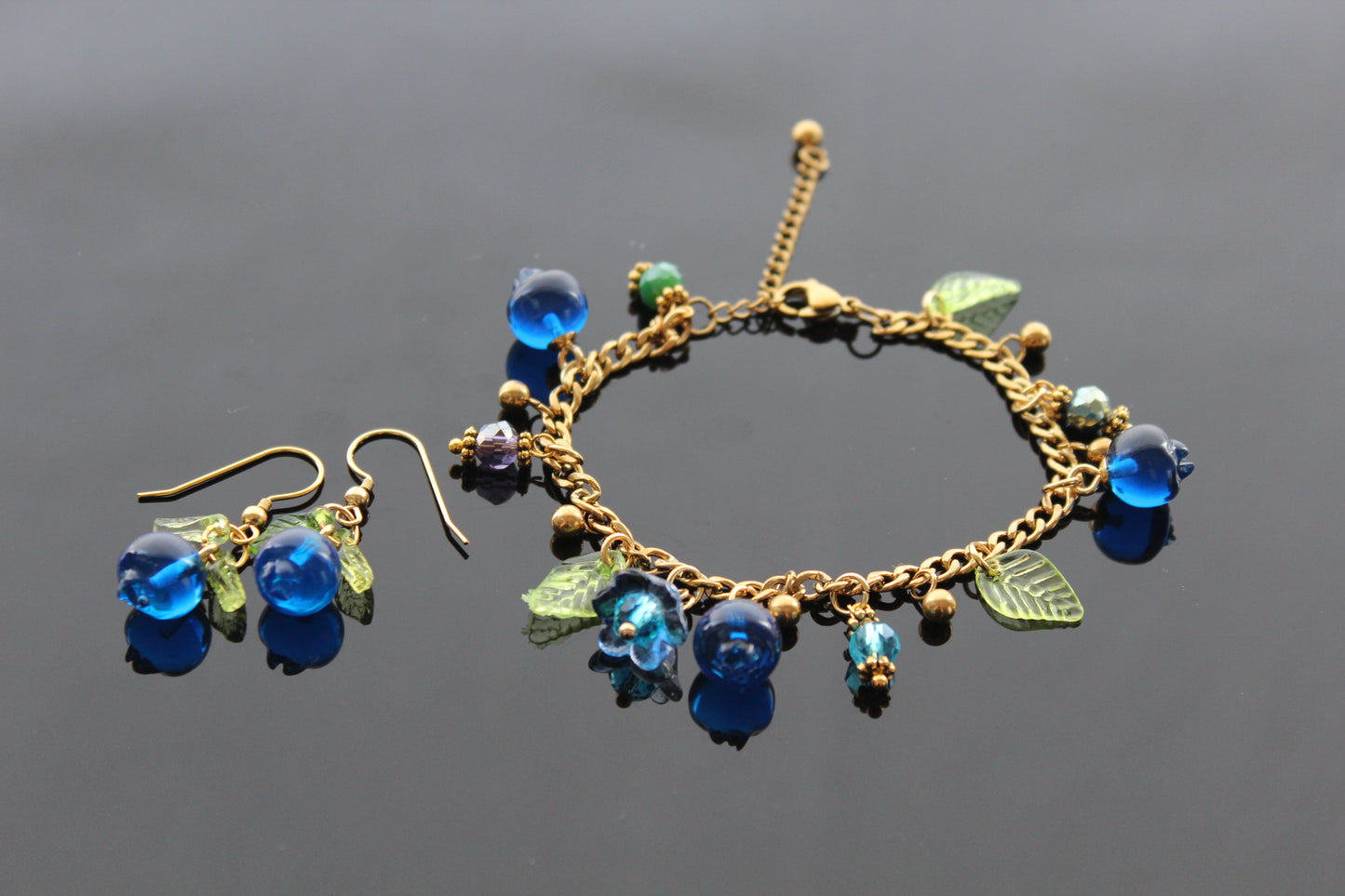 Resin blueberry jewelry set