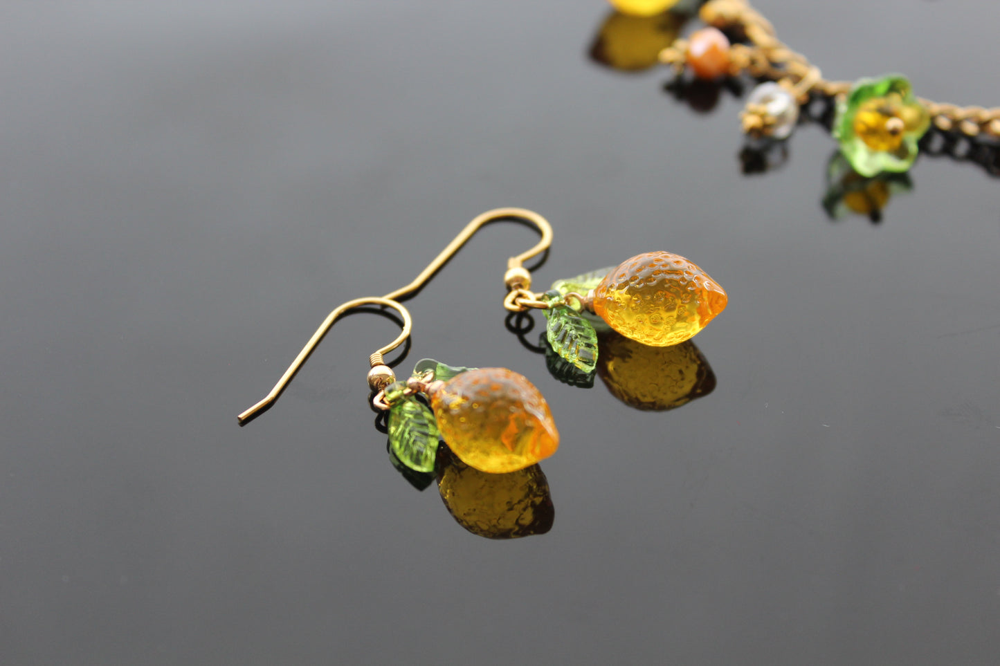 Hand made lemon bracelet with earrings