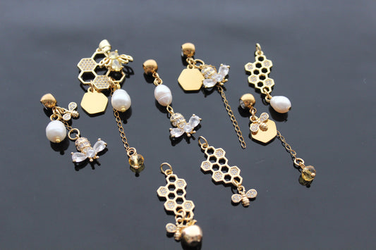 Gold plated bee charm for jewelry making