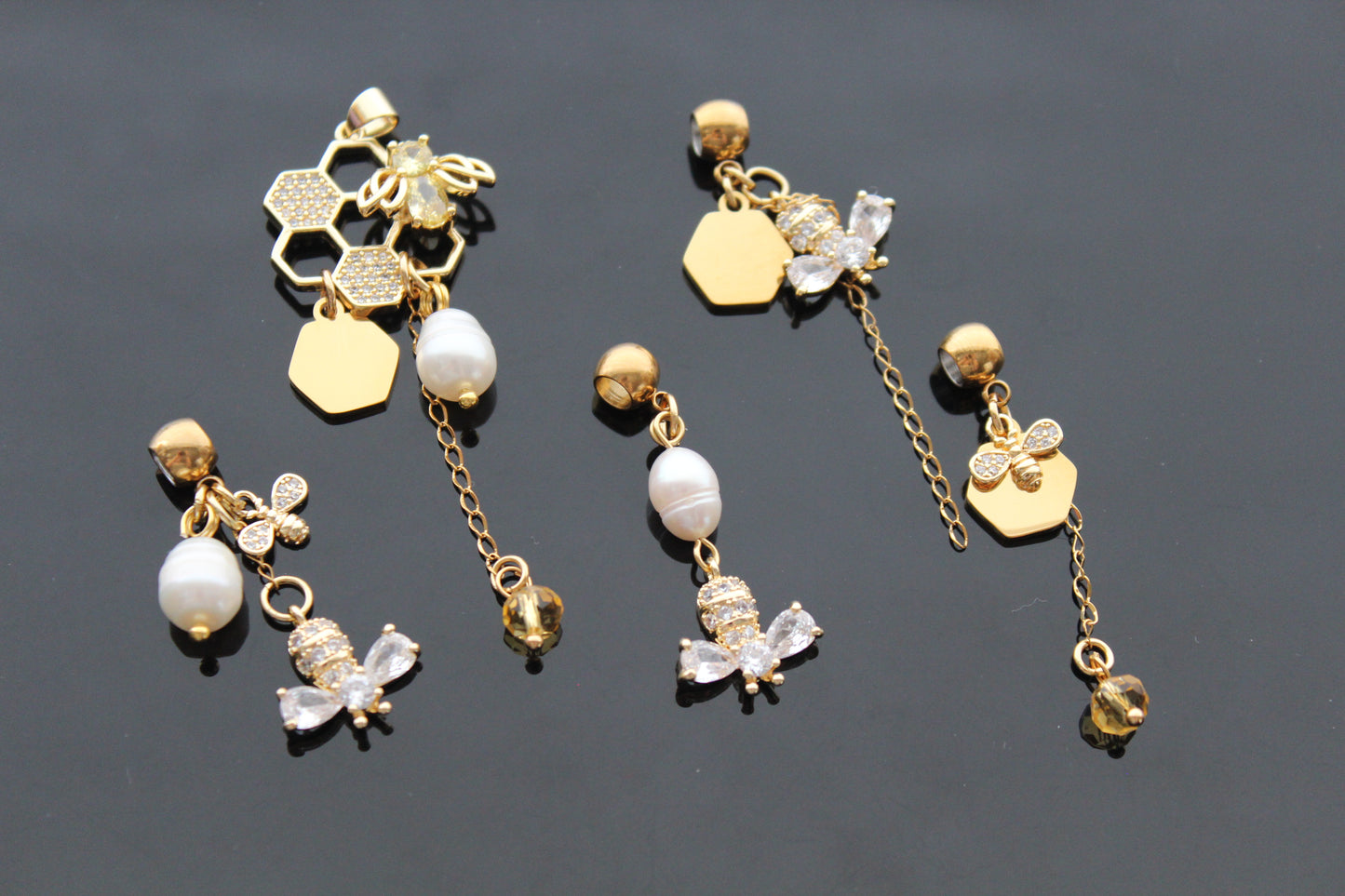 Gold plated bee charm for jewelry making