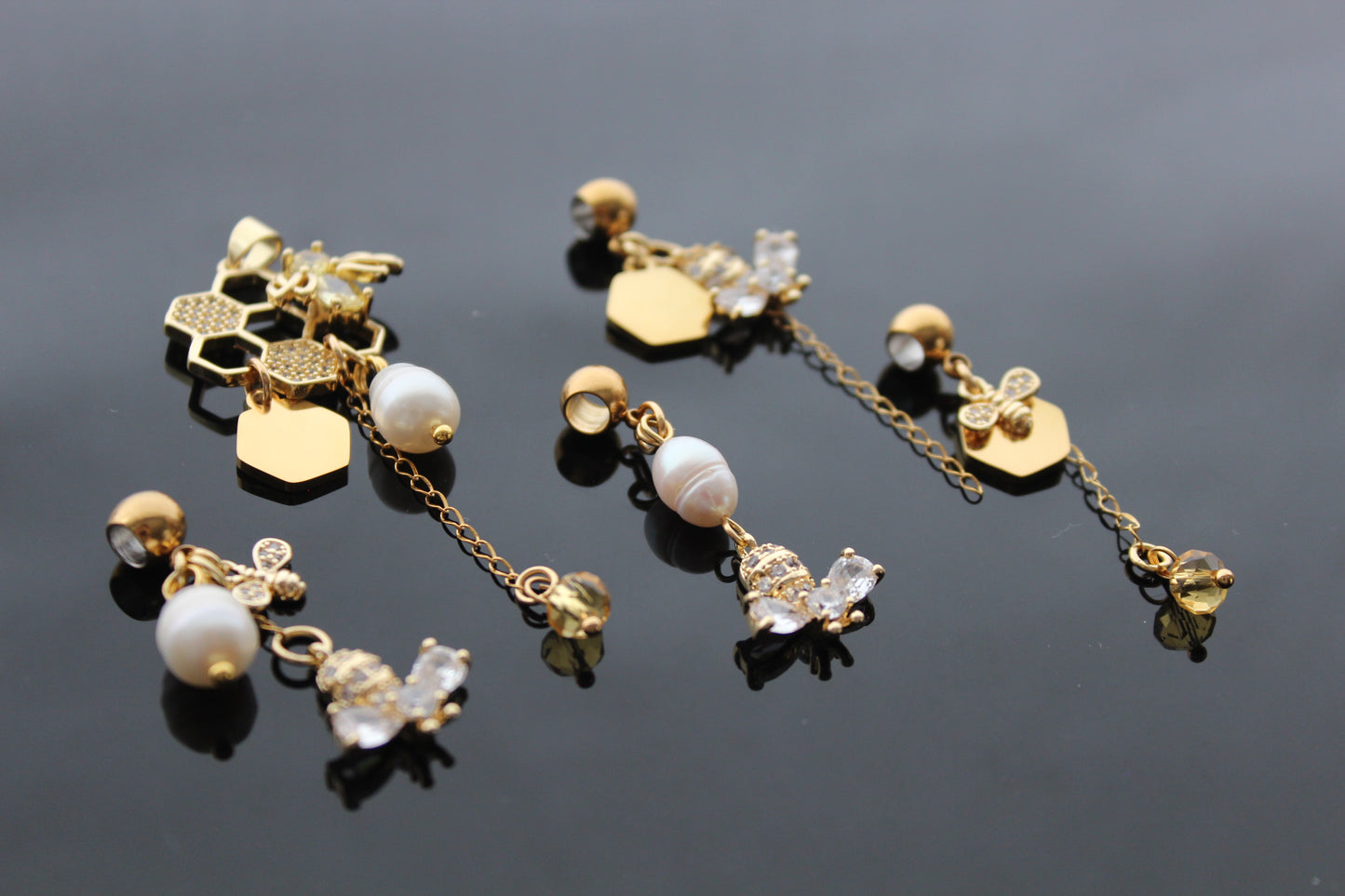 Gold plated bee charm for jewelry making