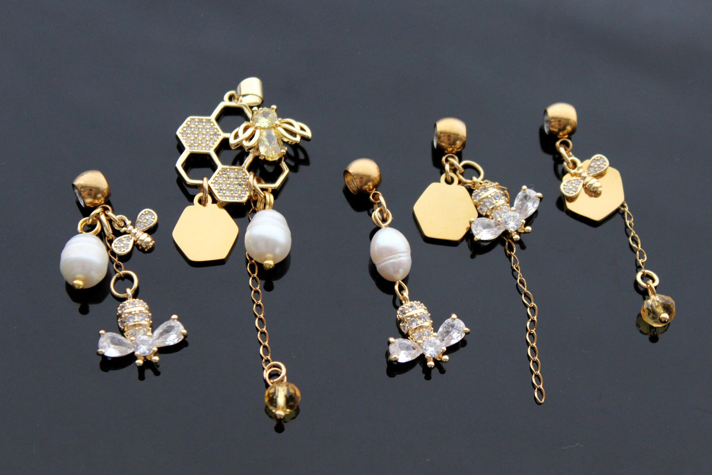 Gold plated bee charm for jewelry making