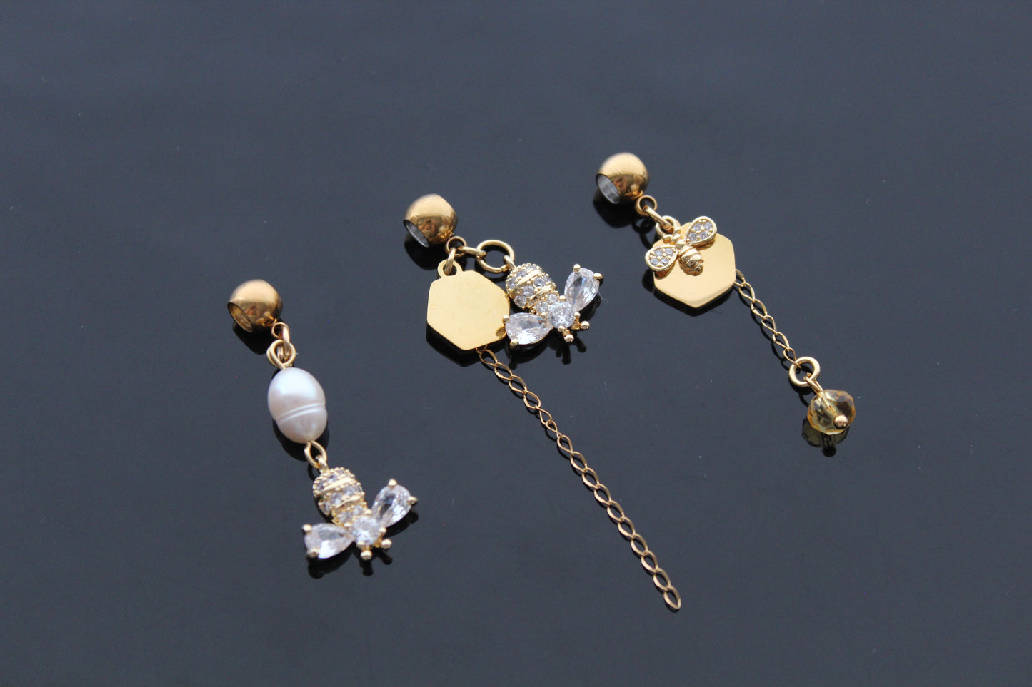 Gold plated bee charm for jewelry making