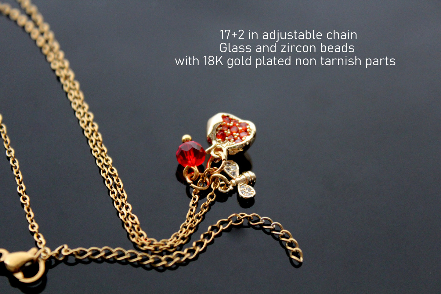 Bee pomegranate gold plated necklace