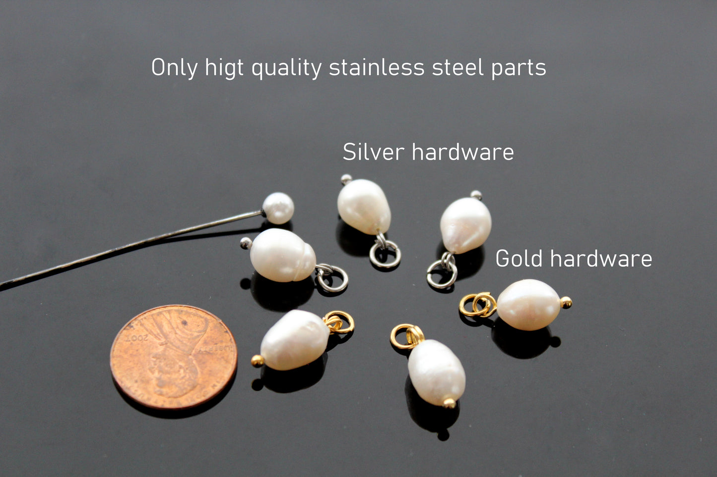 2, 5, 10, 20, 50 natural freshwater pearls for jewelry making with stainless steel parts