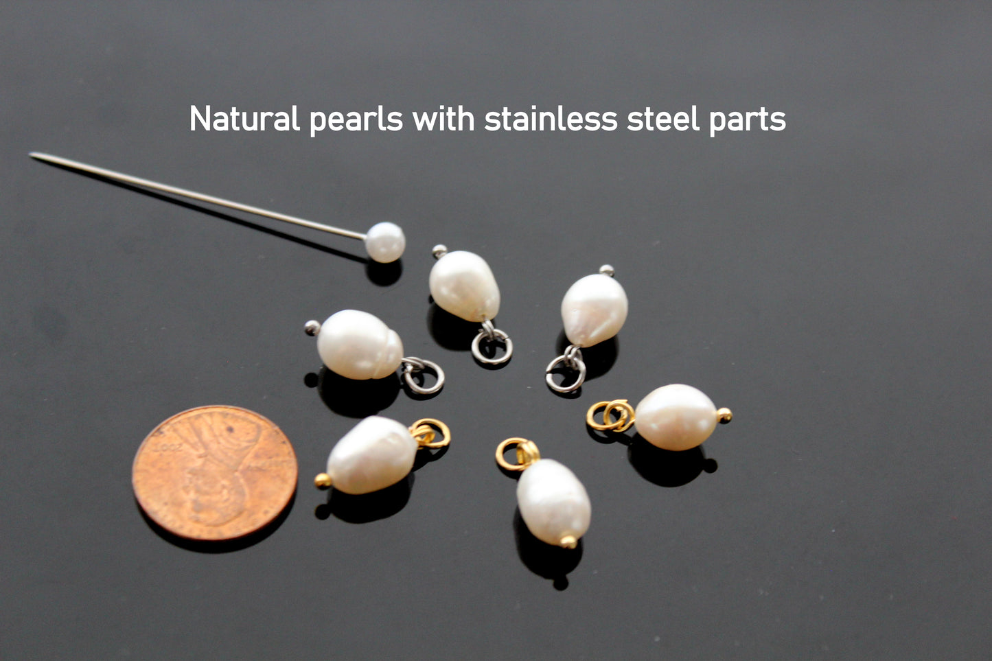 2, 5, 10, 20, 50 natural freshwater pearls for jewelry making with stainless steel parts