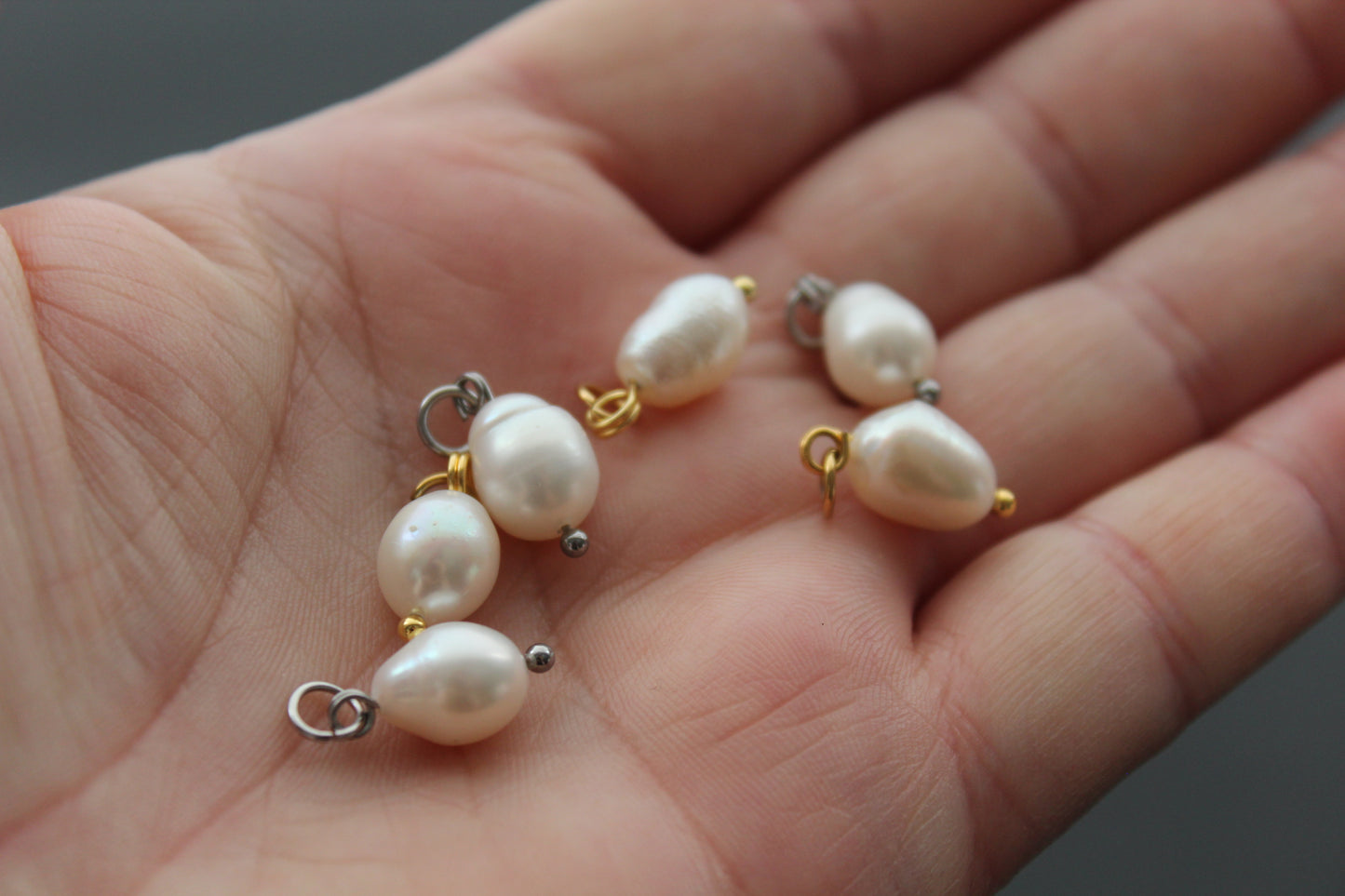 2, 5, 10, 20, 50 natural freshwater pearls for jewelry making with stainless steel parts