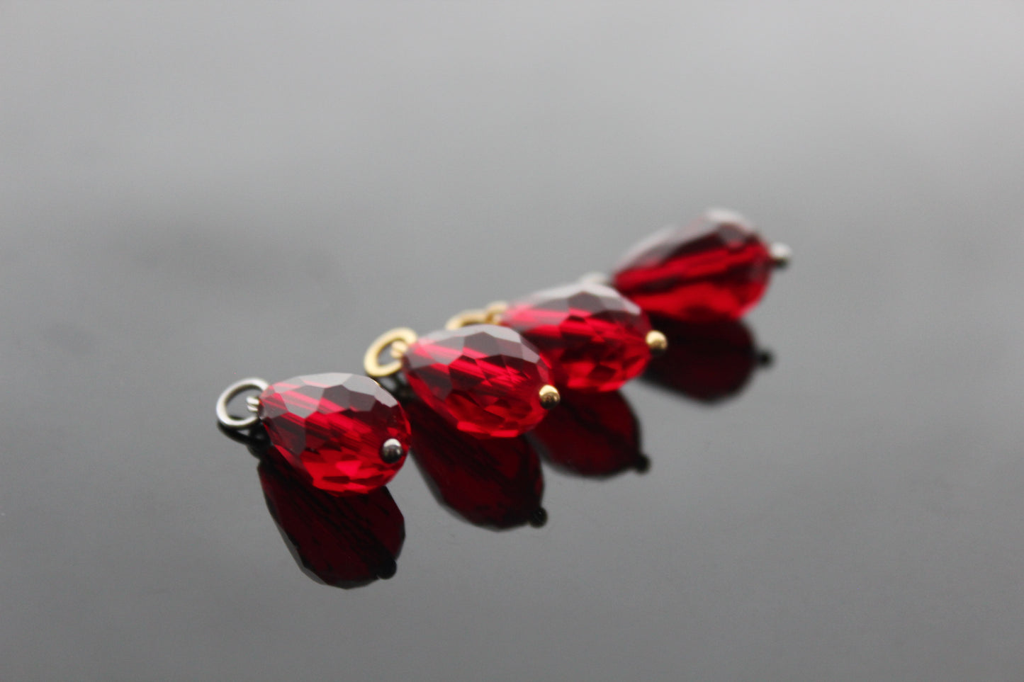 Set of 3, 5, 10, 20 faceted glass drop shape beads
