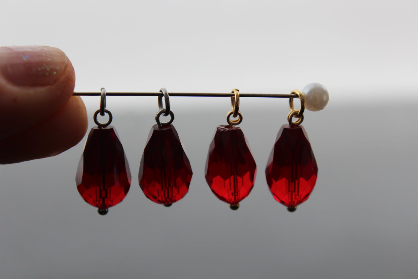 Set of 3, 5, 10, 20 faceted glass drop shape beads