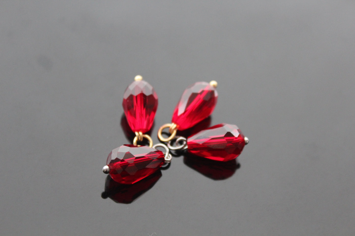Set of 3, 5, 10, 20 faceted glass drop shape beads