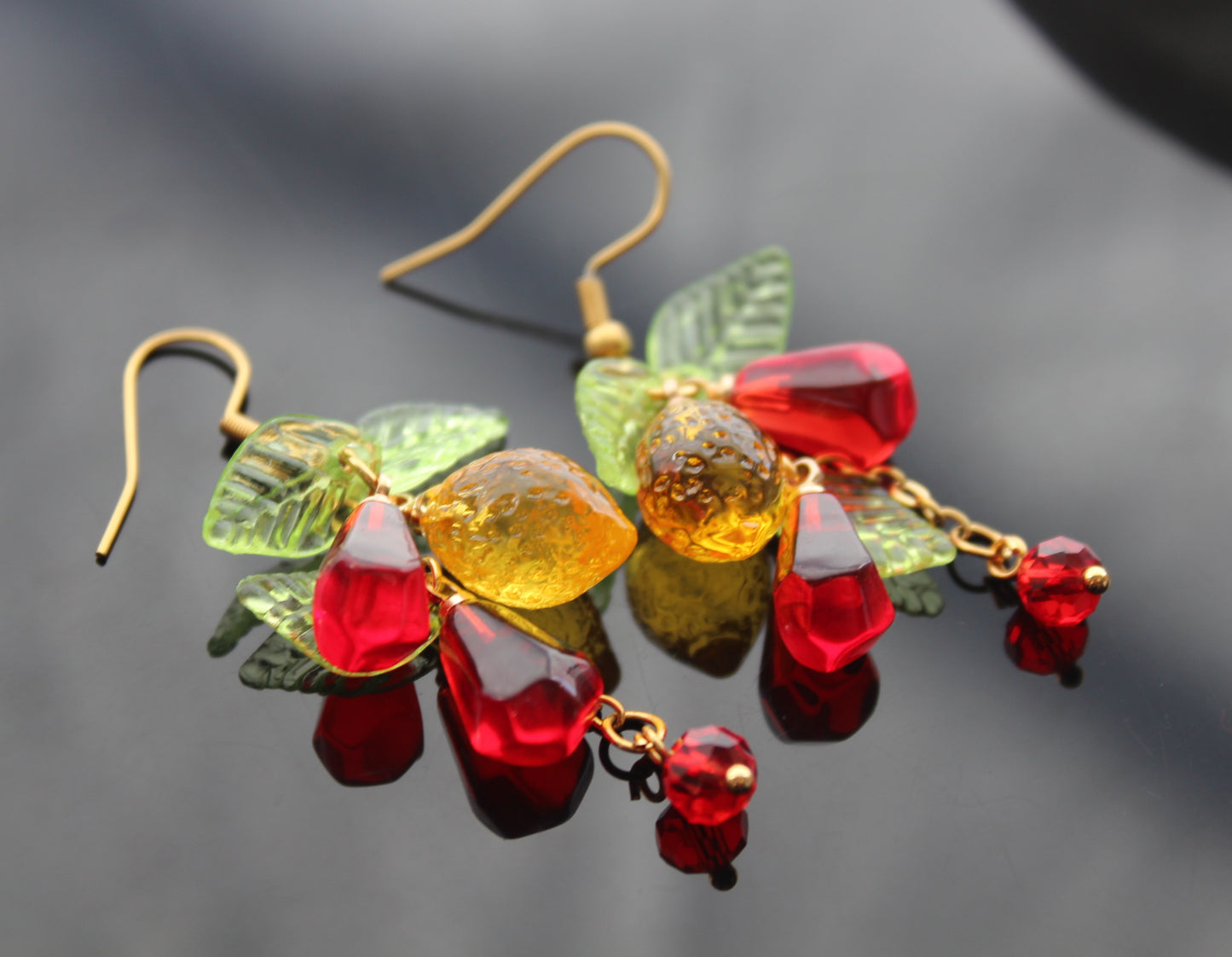 Hand made fruit dangle earrings