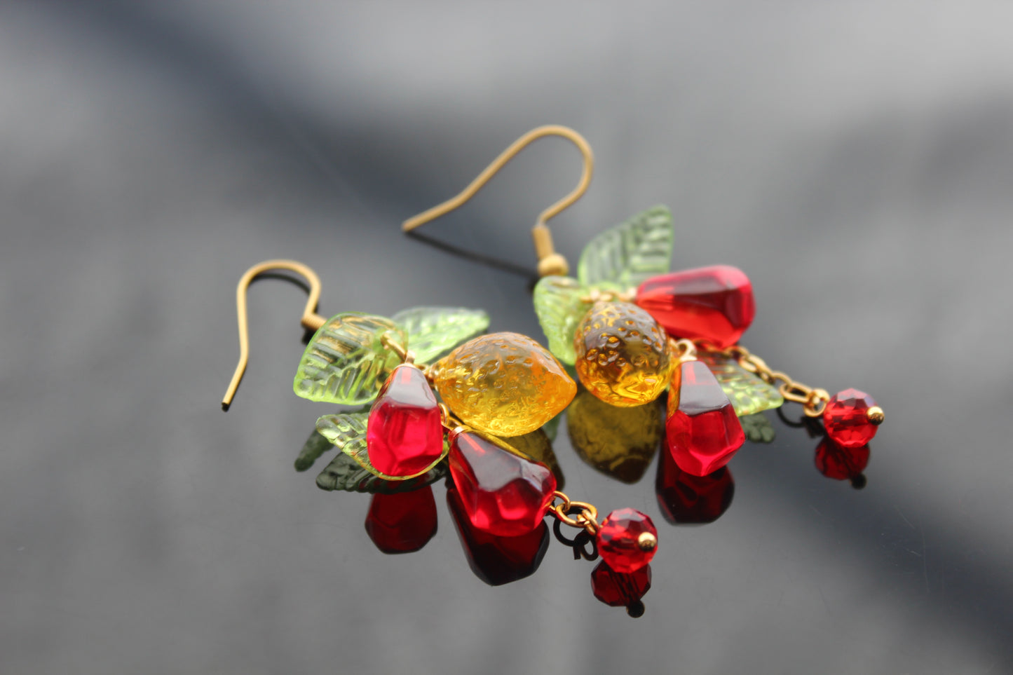 Hand made fruit dangle earrings
