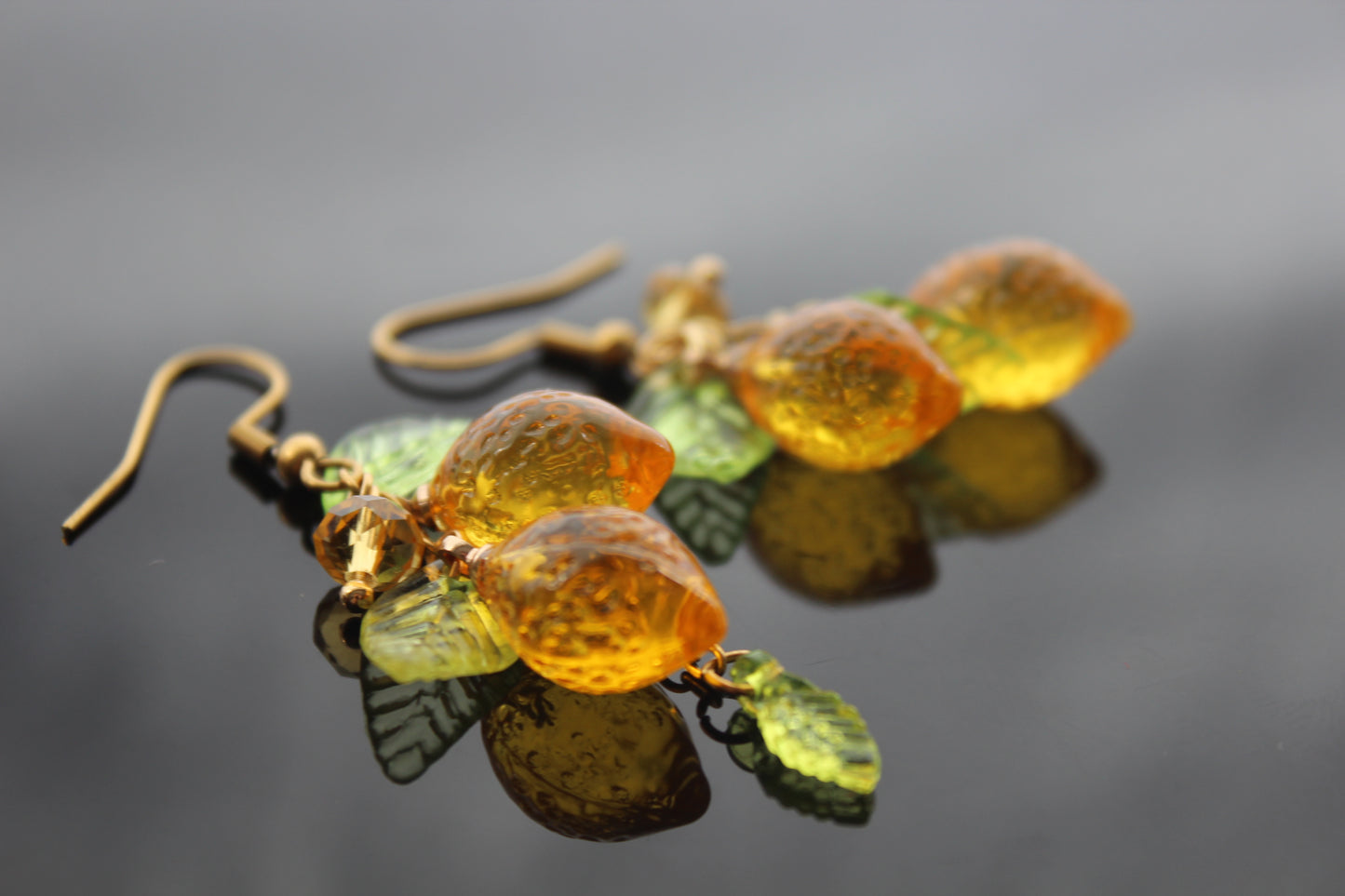 Hand made fruit dangle earrings