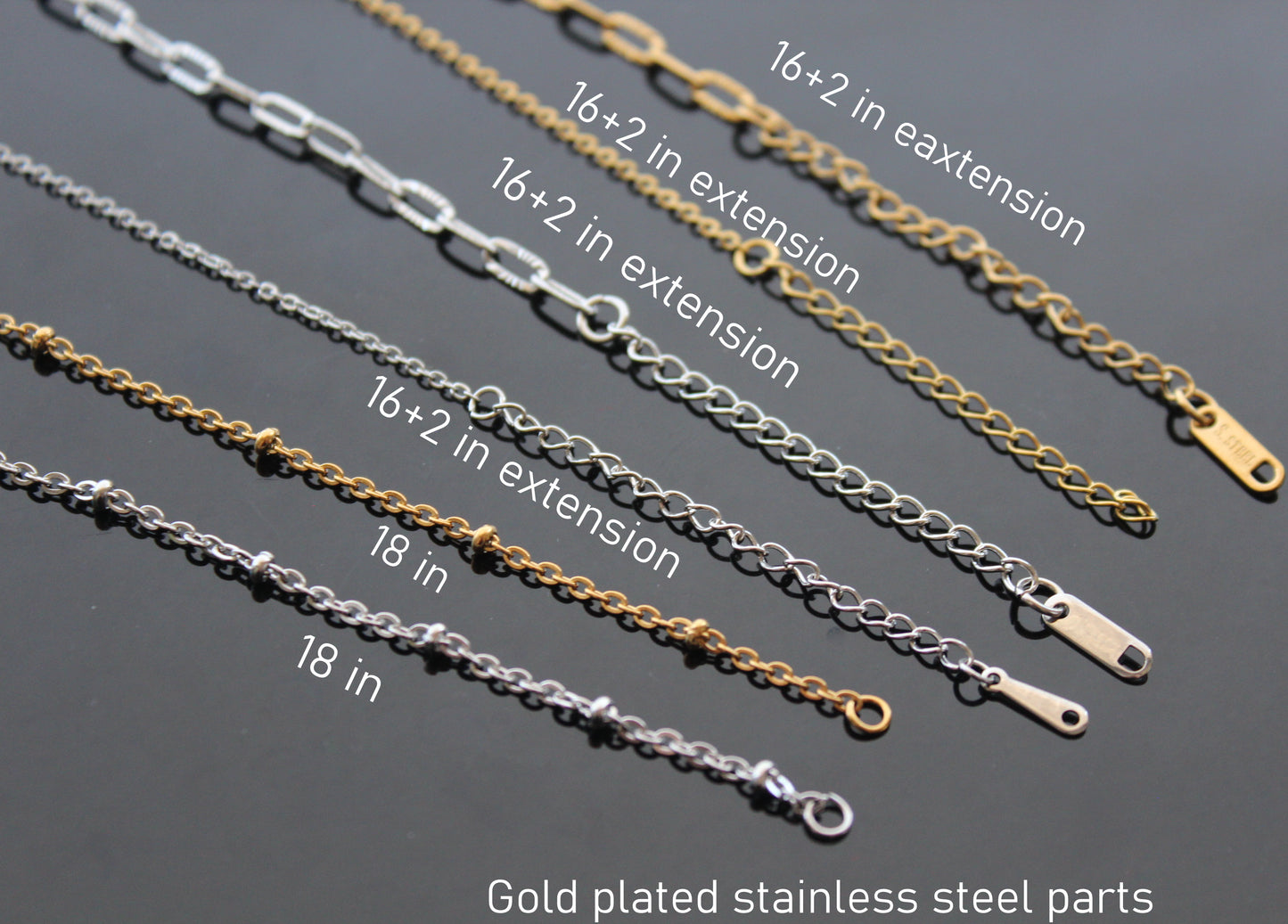 1,2,3,5,10,20 High quality surgical stainless steel colorfast chains with extension guaranteed good quality