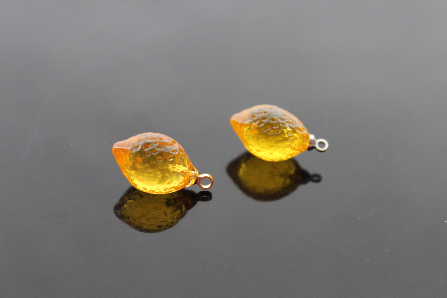 Bulk Resin Lemon charms for jewelry making, Ready to make jewelry findings