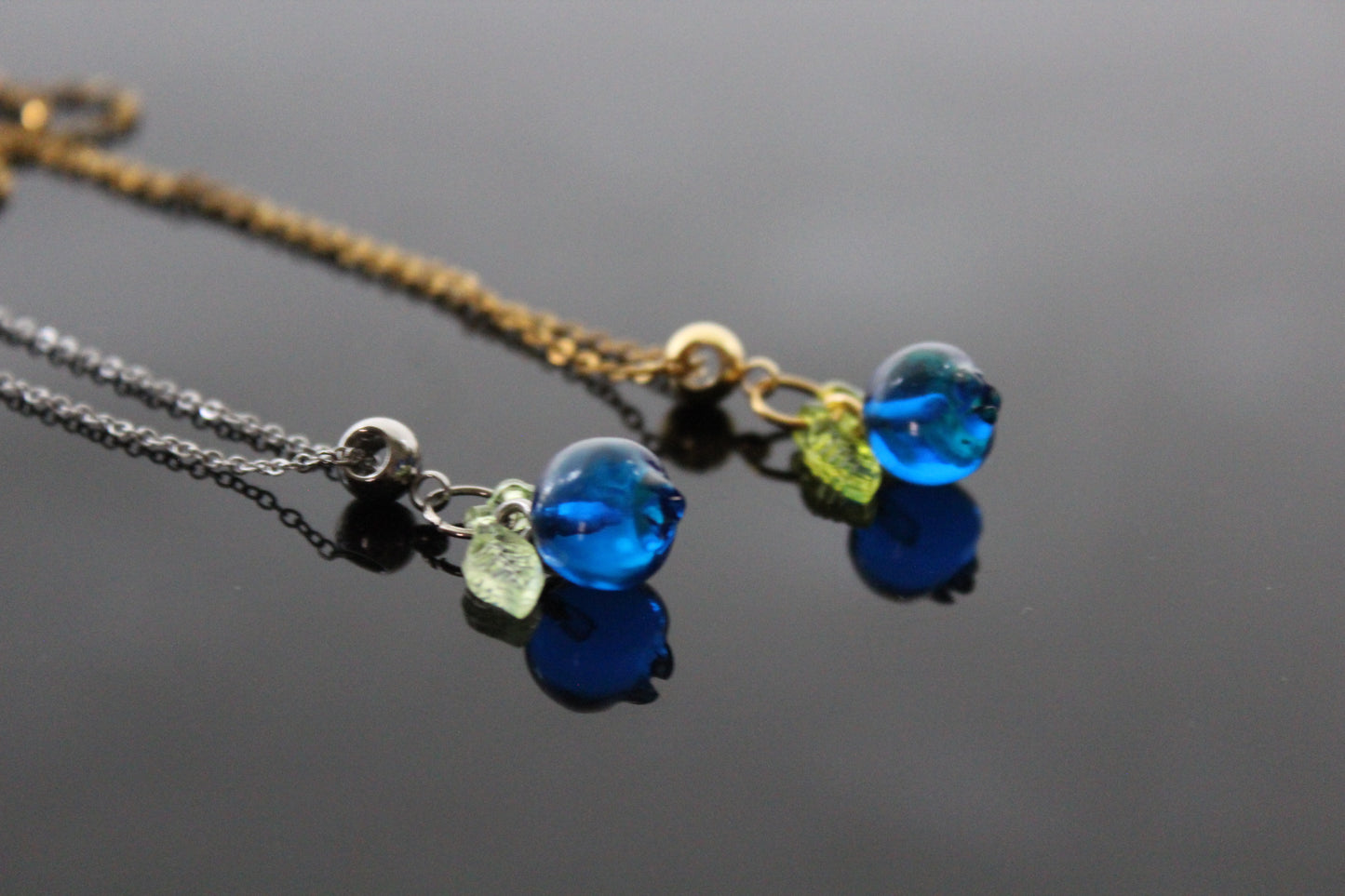 Lightweight Blueberry resin bead jewelry, crafted with non-tarnish, hypoallergenic stainless steel hardware