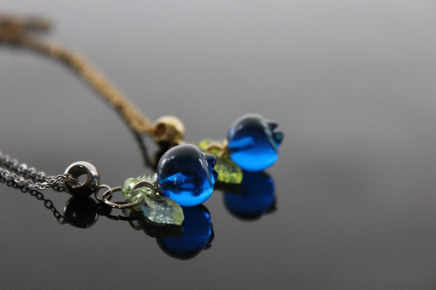 Lightweight Blueberry resin bead jewelry, crafted with non-tarnish, hypoallergenic stainless steel hardware