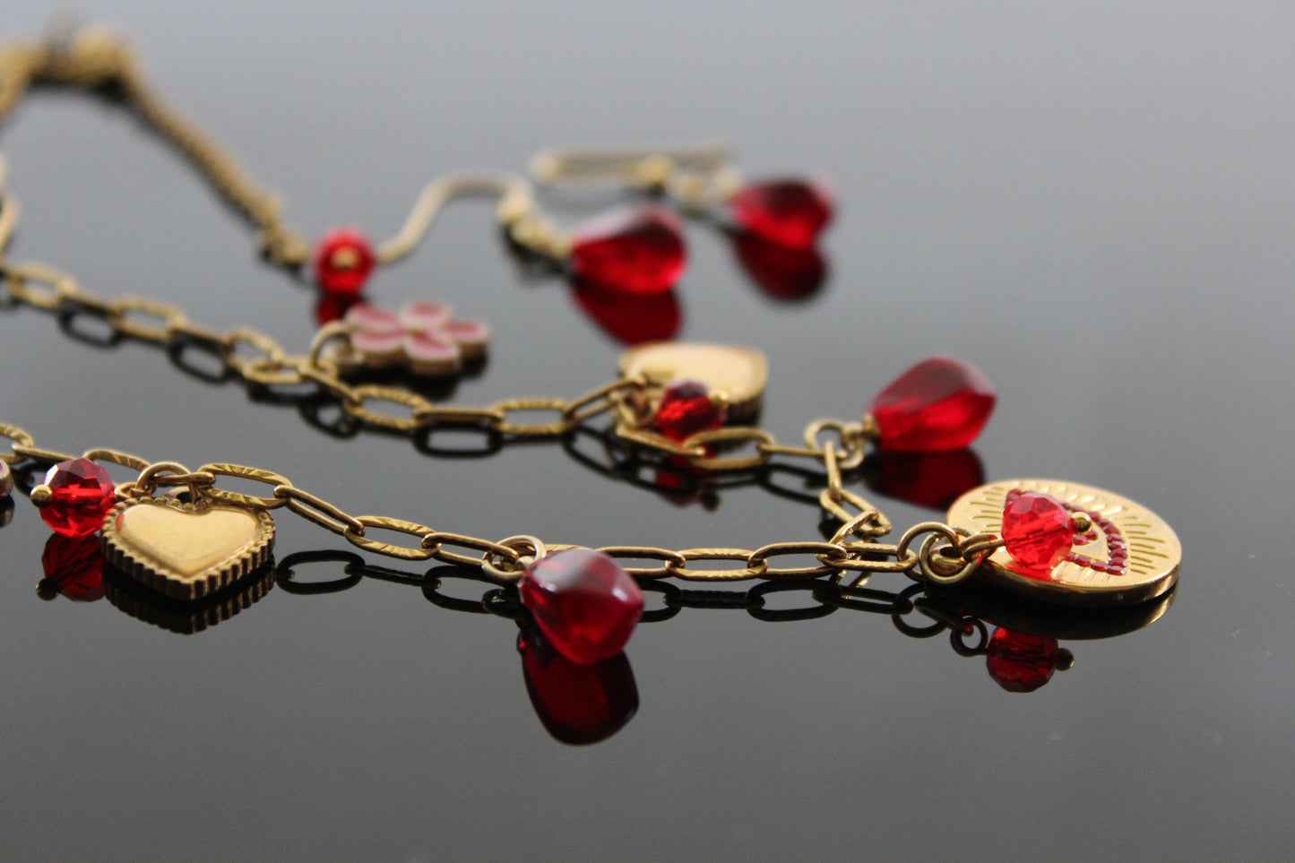 Handmade Evil Eyes Charm Pomegranate floral necklace with earrings
