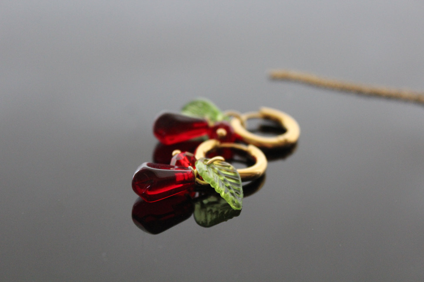 Handmade Fruit Jewelry Set, 18K Gold Plated Necklace and Earrings, Pomegranates