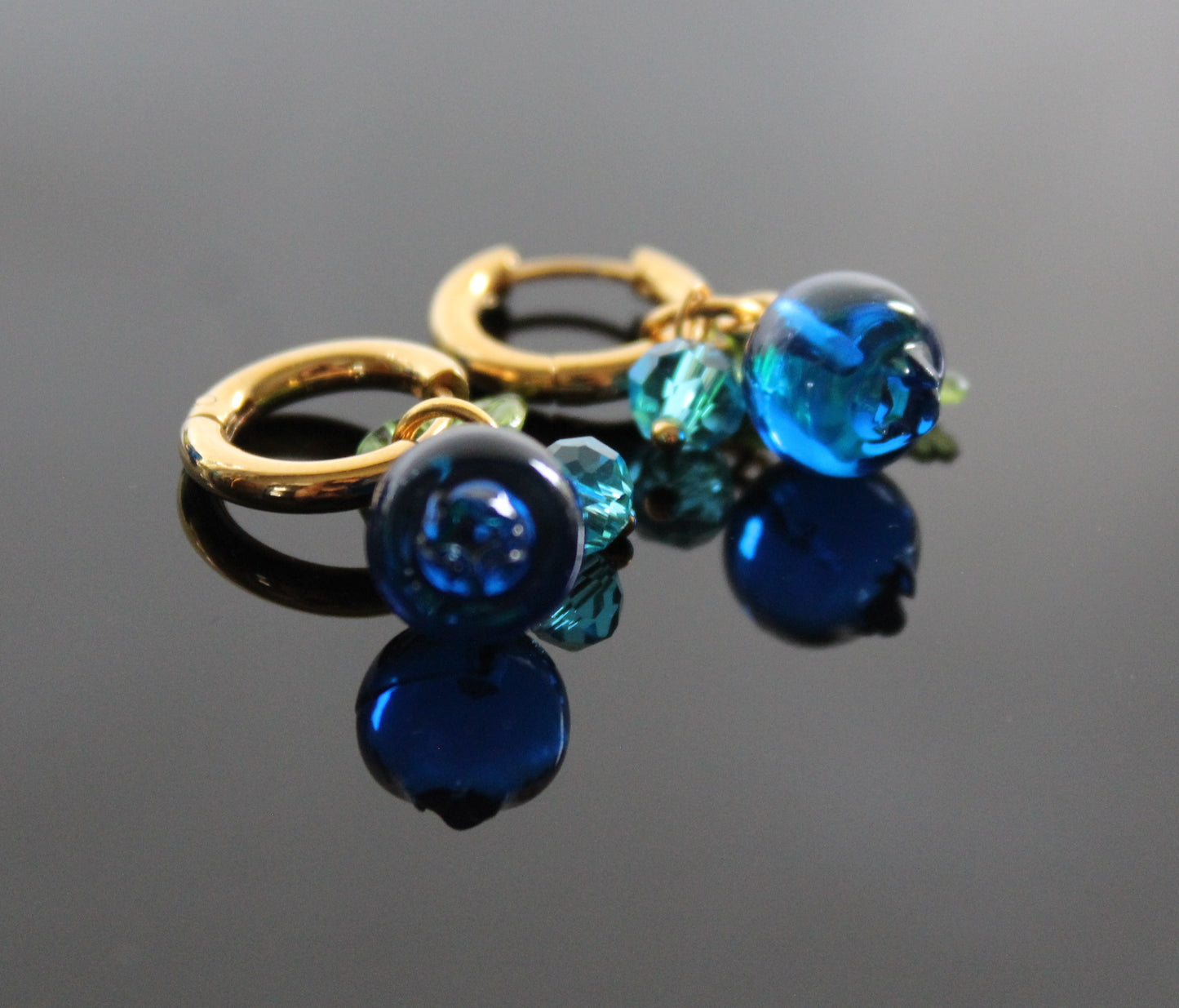 Handmade Fruit Jewelry Set, 18K Gold Plated Necklace and Earrings, Blueberry