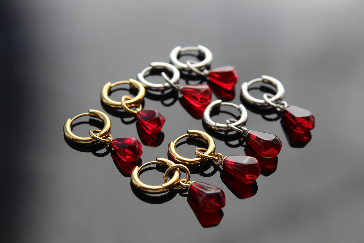 Pomegranate seed hoop earrings 14K gold plated stainless steel, non tarnish jewelry