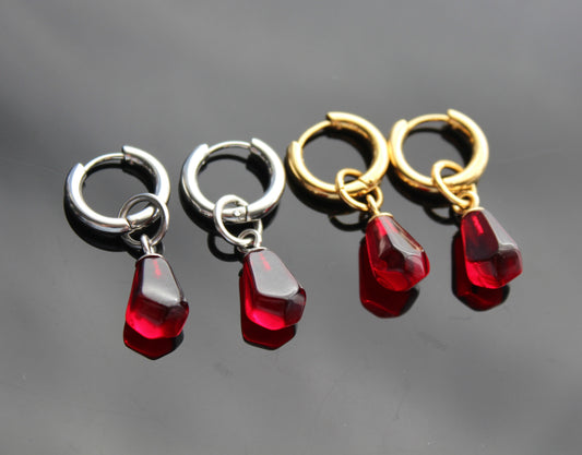 Pomegranate seed hoop earrings 14K gold plated stainless steel, non tarnish jewelry