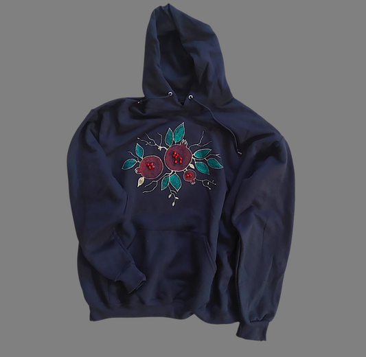 Hand painted pomegranate Hoodie sweatshirt
